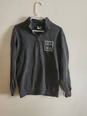 Comfort Colors MaMa Embroidered Washed Black Quarter-Zip Pullover Cotton Blend